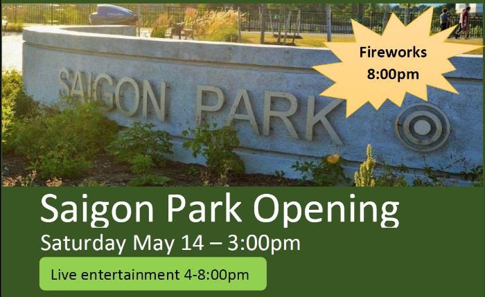 Saigon Park Official Opening – Saturday, May 14 – 3pm!